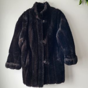 Furrocious by princess garment brown faux fur coat button closure Size M